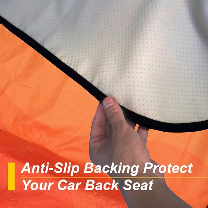 Back Seat Cover for Car Trucks Van SUV,Waterproof Rear Bench Towel Seat Covers for Dogs and Kids,Automotive Backseat Protector (Orange)-PawvioPets