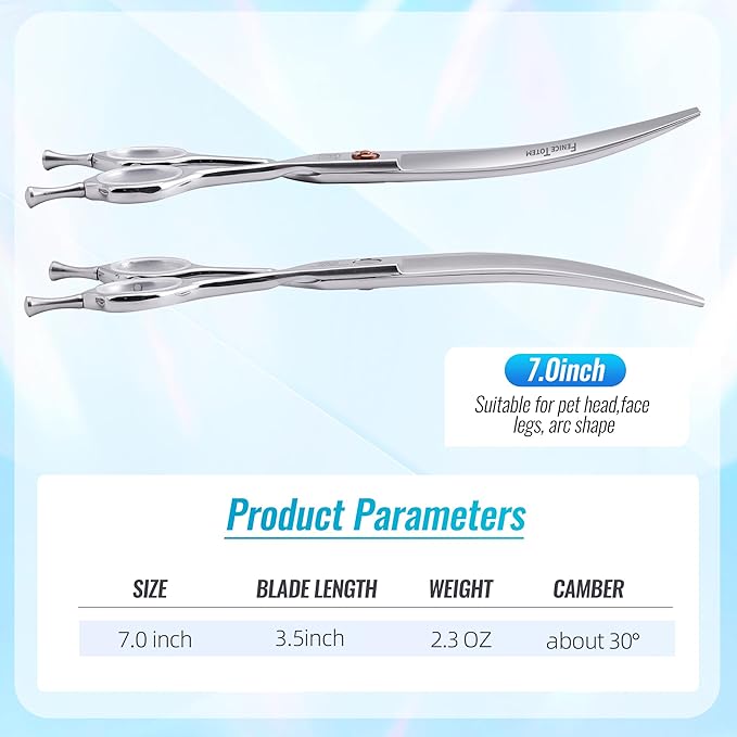 Dog Grooming Scissors: 7.0 inch Curved Pet Shears Made Of Japanese 440C Advanced Stainless Steel Professional Grooming Scissors for Dogs Cats and Other Pets-PawvioPets