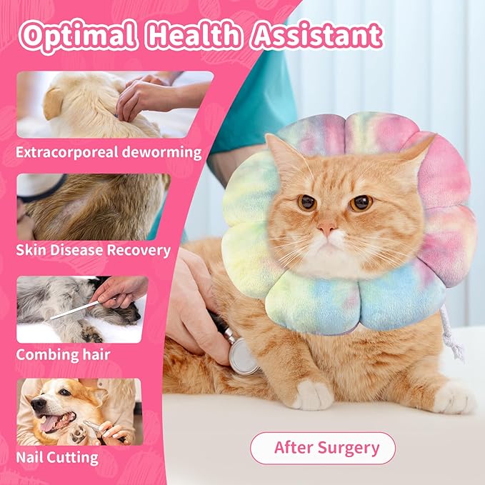 Dog Cat Surgical Recovery Cone Dog Protective Collar, Pet Recovery E-Collar Soft Neck Cone to Stop Licking Wound for Cats & Kittens Small Dog After Surgery-PawvioPets