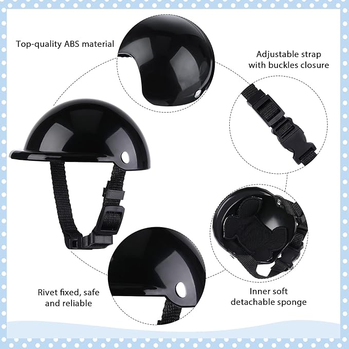 Frienda Dog Helmet and Goggles, UV Protection Doggy Sunglasses and 4 Inch Padded Puppy Motorcycle Helmet Adorable Dog Goggles with Adjustable Belt for Small Dogs Puppy Riding(Black,S)-PawvioPets