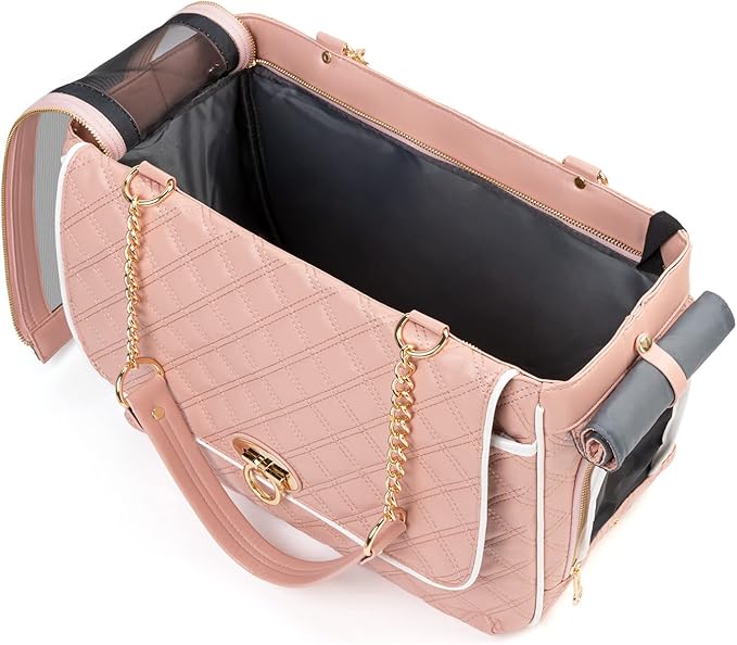 Fashion Pet Carrier Dogs Cat Small Animals Purse Bag, Leather Pet Carriers Dog Puppy Kitten Tote Travel Handbag TSA Airline-Approved-PawvioPets