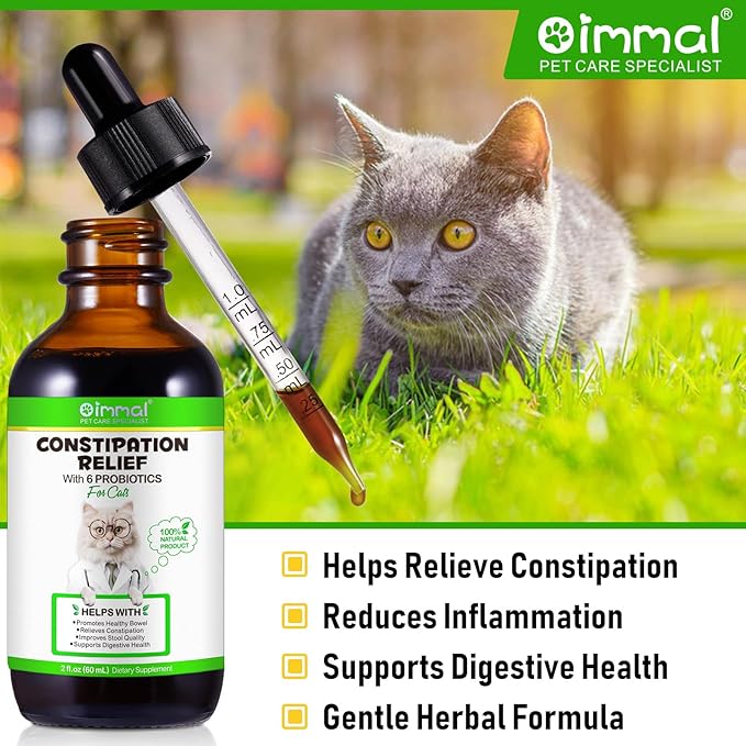 Cat Constipation Relief, Liquid Drops Supports Laxative Relief, Cat Herbal Supplements, Stool Softener Laxative Constipation Relief, Chicken Flavour- 60ml / 2 fl.oz(2PCS)-PawvioPets
