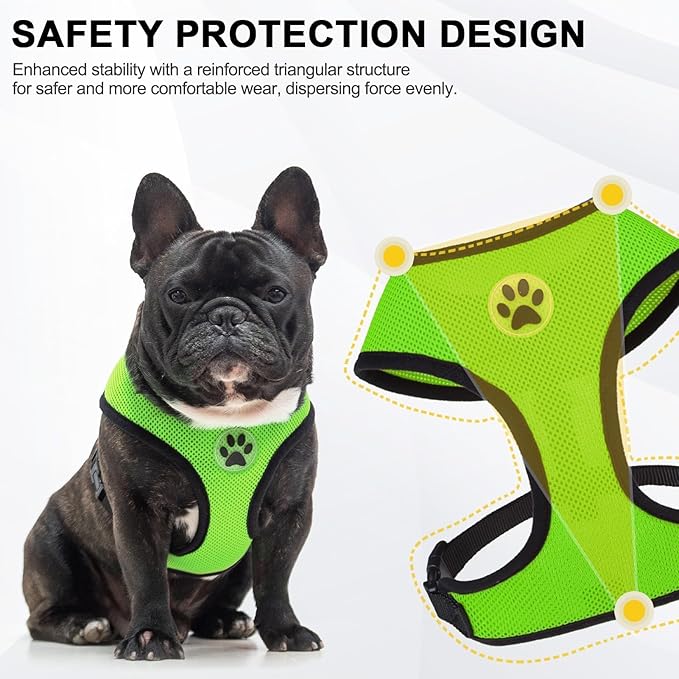 BINGPET No Pull Dog Harness,Soft Mesh Breathable All Weather Vest Harness,Safety Protection Design Durable Adjustable Step-in Easy Walk Dog Harness for Small Medium Large Dogs(Green,M)-PawvioPets