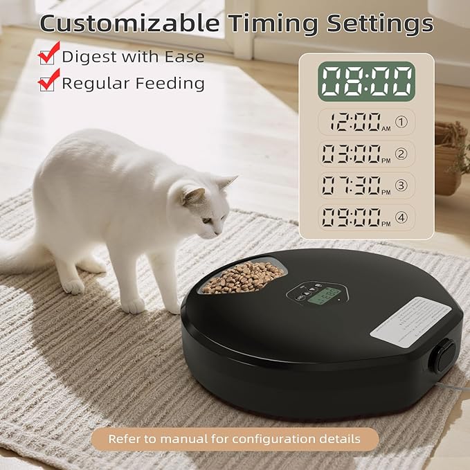 Automatic Pet Feeder for Wet & Dry Food, 5-Meal Timer Dispenser with 2 Ice Packs, Programmable Smart Feeder for Cats/Dogs – Keep Food Fresh Longer (Pet Feeder with 2 Ice Cube Tray)-PawvioPets