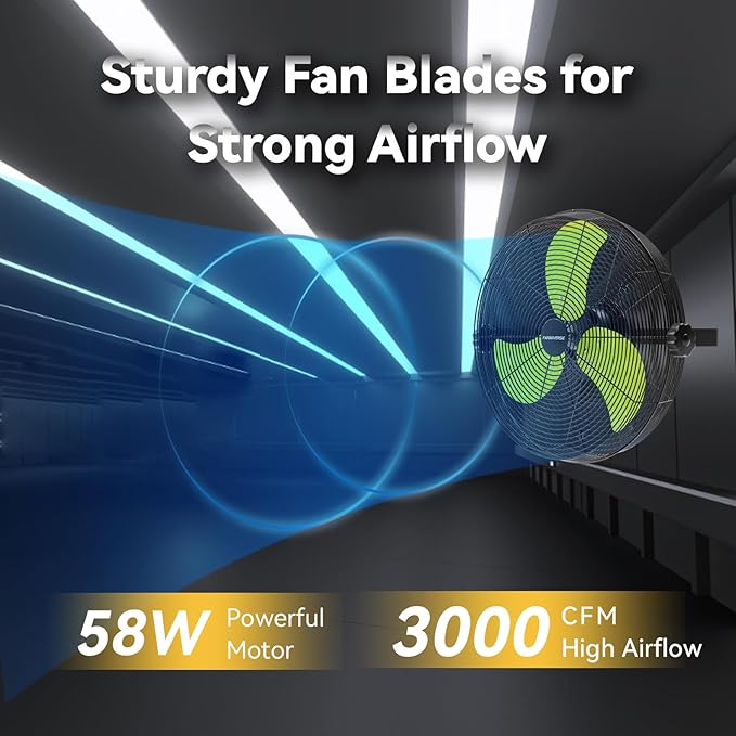14 Inch Wall Fan Pro Series - Waterproof Motor High Velocity Wall Mount Fans for Commercial, Residential, Warehouse, Covered Patio, Shop, Garage, Barn 3 Speed 3000 CFM UL Safety Listed-PawvioPets
