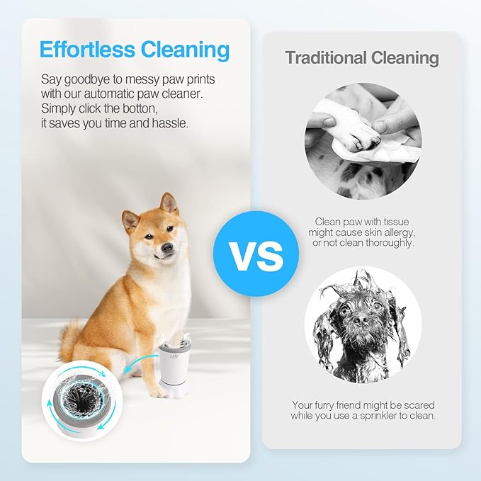 ALL FOR PAWS Low Noise Automatic Dog Paw Cleaner Electric Dog Paw Washer Cup for Dog Muddy Claws, USB Rechargeable Pet Foot Washer for Small and Medium-Sized Dogs-PawvioPets