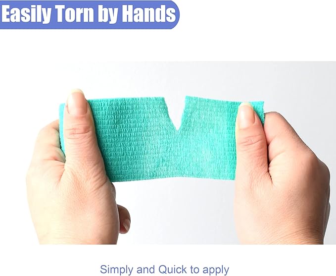 9 Pack 2" x 5 Yards Self Adhesive Bandage Wrap Self Stick Wrap for Ankle, Wrist, Finger, Sports, Breathable Cohesive Vet Tape for Pets (Middle Green)-PawvioPets