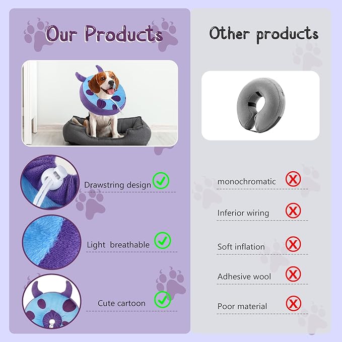 Adjustable Cat Collar Soft to Stop Licking After Surgery for Kitten, Alternative to Cone of Shame, Donut Cone for Cats, Pet Elizabethan Collar (Monster, Small)-PawvioPets