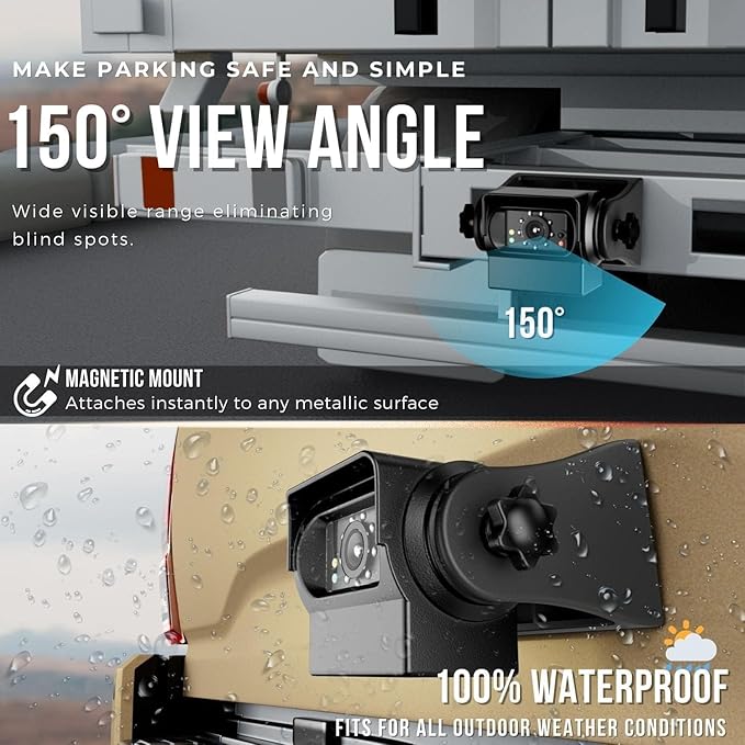 EWAY WiFi Magnetic Hitch Wireless Backup Rear/Front View Camera Rechargeable Battery for Easy Hitching of Gooseneck Horse Boat Travel Trailer/Fifth Wheels/RV/Camper Reverse for iPhone iPad Android-PawvioPets