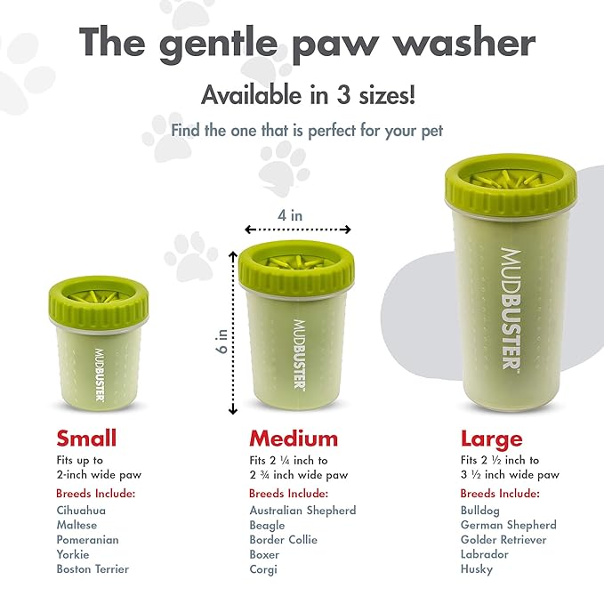 Dexas MudBuster Portable Dog Paw Cleaner, Medium, Green, PW710383-PawvioPets
