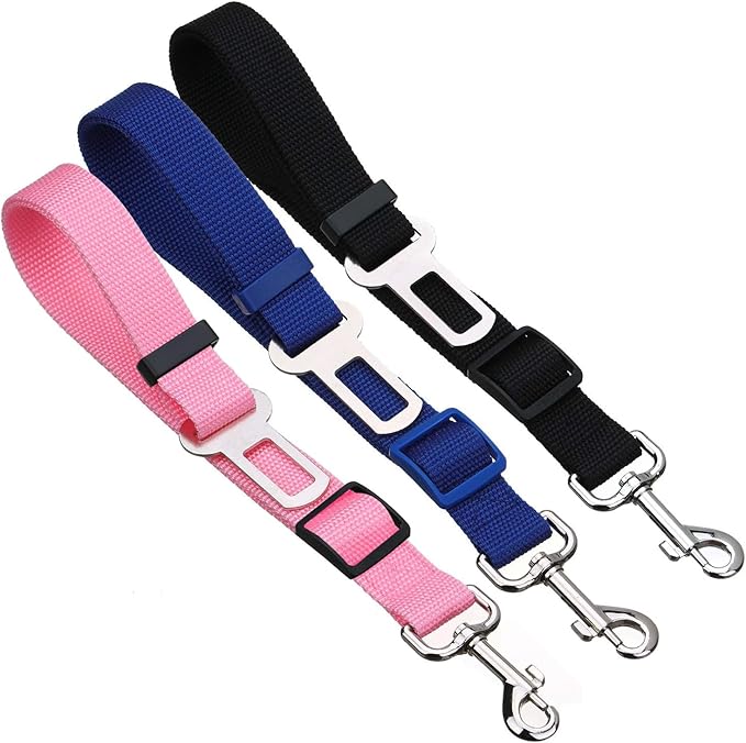 Elisel Elisel 2 Packs Adjustable Length Pet Dog Cat car seat Belt Pet seat Belt Pet Accessories for Dogs Cats and Pets (Pink)-PawvioPets
