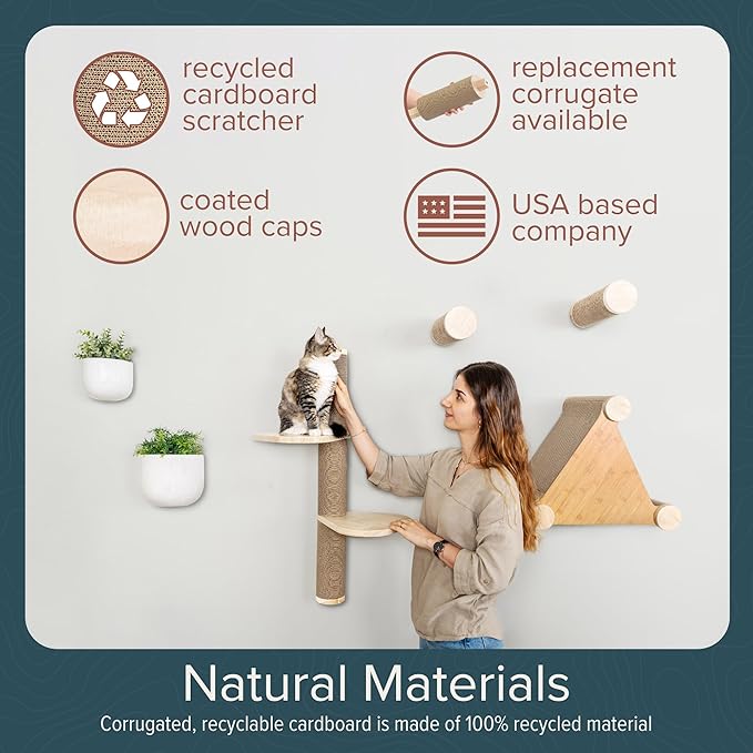 Cat Climbing Wall System – Modern Floating Shelves & Perches for Cats - Sunrise Steps | Ascentials by FurHaven-PawvioPets