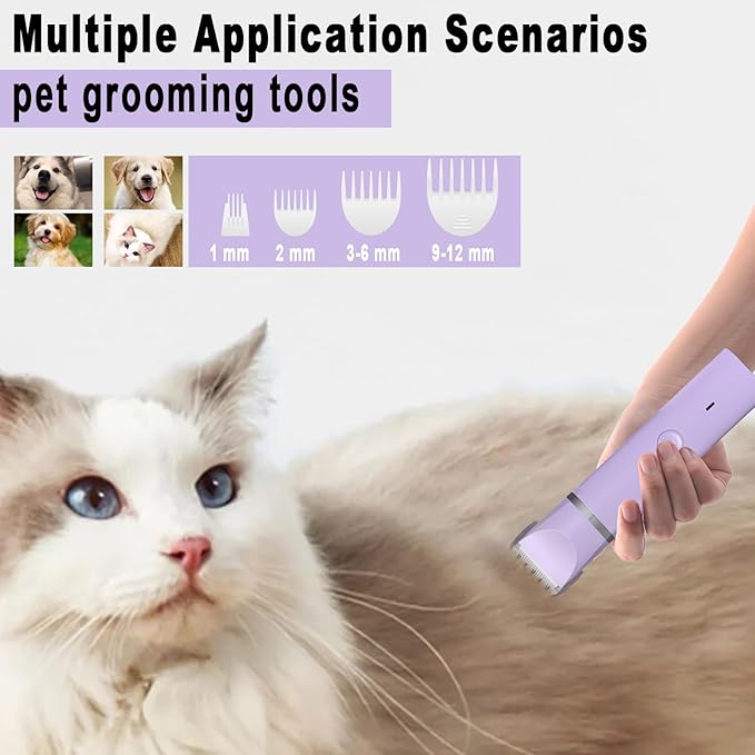 Dog Grooming Clippers Kit-Electric Rechargeable Cat Trimmer Tools-Cordless Quiet Pet Nail Paw Grinder-4 in 1 Multifunctional Low Noise Shaver-Razor for feet Face Ears Toenail Eye-PawvioPets