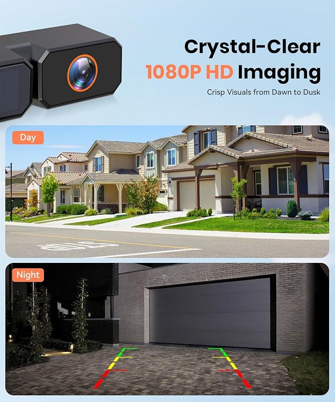 AUTO-VOX 2 Solar Wireless Backup Camera System with Two Cameras (License Plate & Portable): 7.2” 1080P HD Dual Channel Monitor, IP69K Waterproof Back up Camera for Truck,RV,Camper,Horse/Boat Trailer-PawvioPets