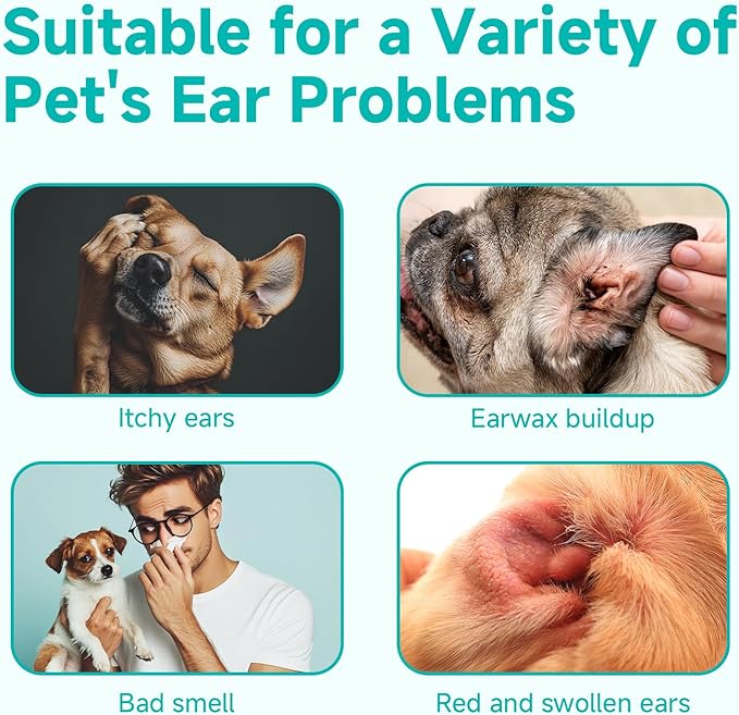 Ear Cleaner Finger Wipes for Dog & Cat [Finger Casing Design][Pet Ear Wipes with Tweezers] for Controlling Ear Infections and Ear Odor Reduce ear wax buildup Natural Ingredients Dog Ear Wipes-PawvioPets