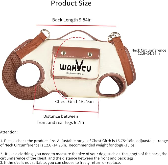 Dog Lift Harness Dog Carrier VES Harness Adjustable Leash with Small Puppy Treat Bag,Fits Most Cars,M-PawvioPets