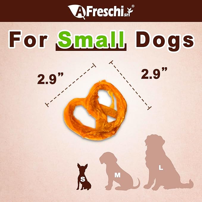 Afreschi Natural Turkey Tendon Pretzel (S) 8oz, USA-Sourced Turkey Tendon, All Natural Puppy Chew, Hypoallergenic, Rawhide Alternative, for Small Breeds-PawvioPets