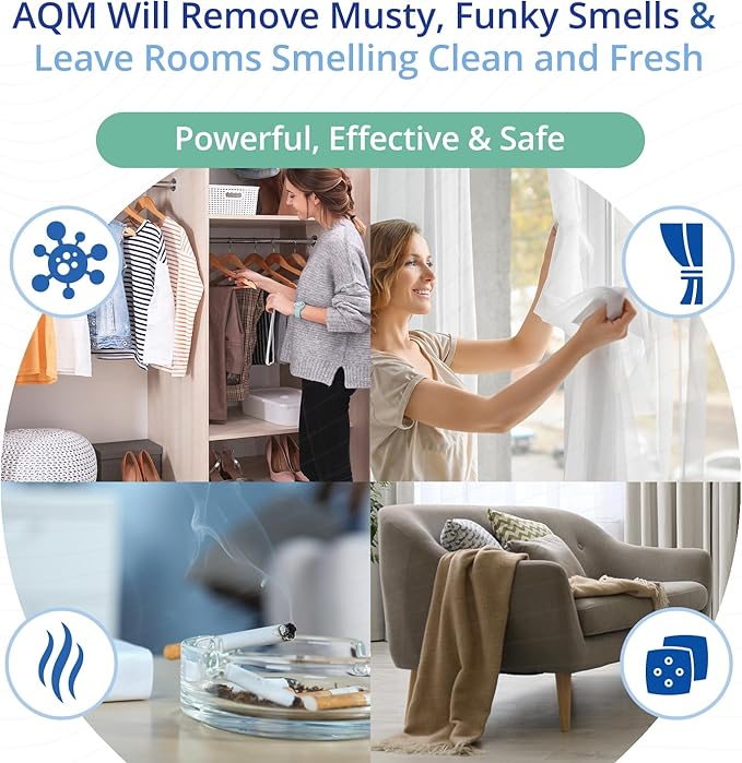 AQM by OdorXit, Air Quality Manager Chlorine Dioxide Odor Removal Packet, Dog Odor Eliminators for Hom, Wet Dog Smell & Car Deodorizer, Cigarette & Strong Smell Neutralizer, 25g-PawvioPets
