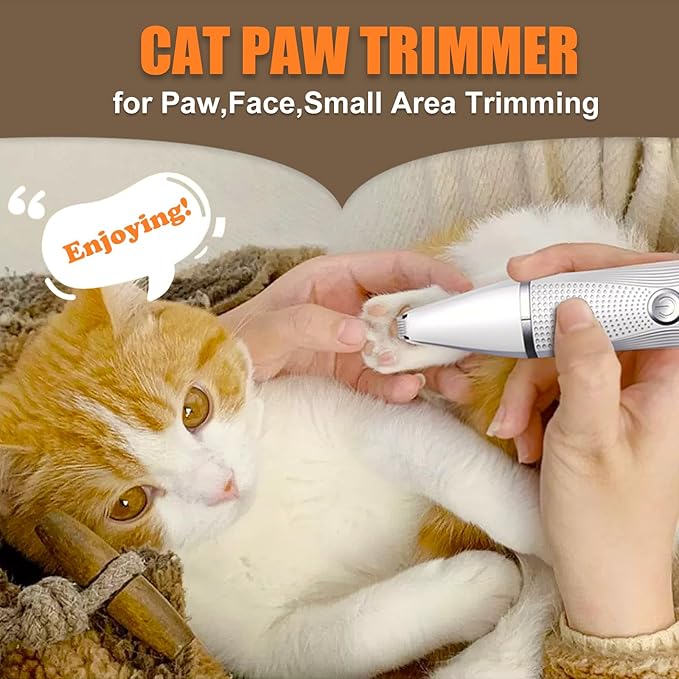 Cat Grooming Clippers Kit with Paw Trimmer, 3 in 1 Electric Pet Hair Trimmer Supplies for Thick Matted Hair, Heavy Coat Butt Shaver Cat Razor Fur Trimmer for Dogs at Home-PawvioPets