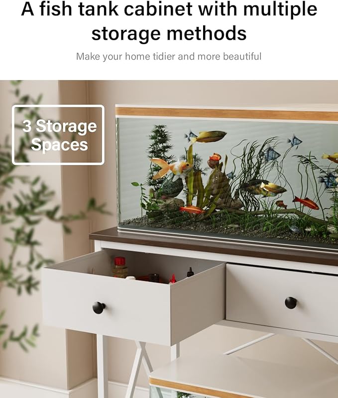 Fish Tank Stand 29 Gallon: Sturdy Aquarium Stand with Accessories Storage - Metal Fish Tank Table for 20-29 Gallon Reptile Breeder Turtle Terrarium - 30.7"x16.5" Weight Capacity 330 lbs-PawvioPets