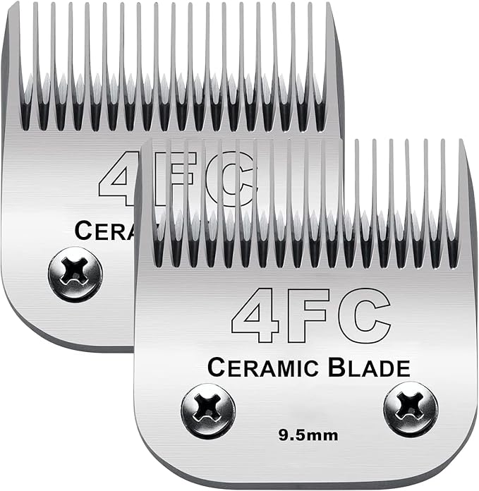 2PC 4FC Blade Detachable Pet Clipper Replacement Blades Compatible with Andis Pet Clipper/Oster A5/Wahl KM Series Dog Clipper,Ceramic Blade & Stainless Steel Blade-PawvioPets