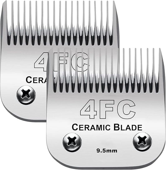 2PC 4FC Blade Detachable Pet Clipper Replacement Blades Compatible with Andis Pet Clipper/Oster A5/Wahl KM Series Dog Clipper,Ceramic Blade & Stainless Steel Blade-PawvioPets