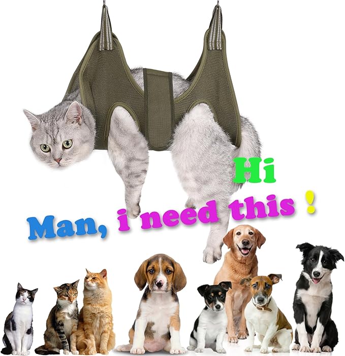 Cat Grooming Hammock Harness for Small Dogs,Pet Hammock Restraint Bag,Dog Grooming Sling for Trimming Nail and Ear/Eye Care(XS Size,Green)-PawvioPets