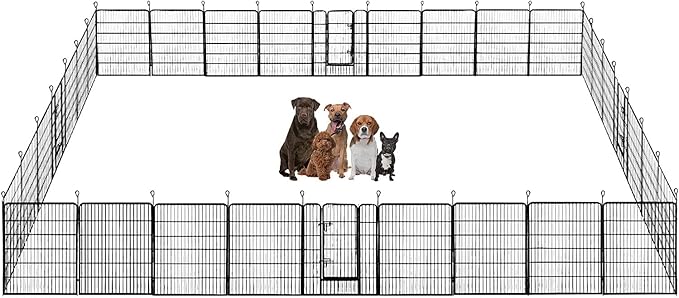 BestPet Dog Playpen Indoor 40 inch 32 Panels Metal Dog Pen Pet Dog Fence Outdoor Exercise Pen with Doors,Pet Puppy Playpen for RV Camping Yard, Black-PawvioPets