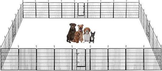 BestPet Dog Playpen Indoor 40 inch 32 Panels Metal Dog Pen Pet Dog Fence Outdoor Exercise Pen with Doors,Pet Puppy Playpen for RV Camping Yard, Black-PawvioPets