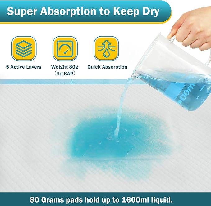 Bed Pads with Adhesive Strip 30"x36" Thicken Elderly Adults Incontinence Underpads Disposable,Heavy Duty Absorbent Chucks Waterproof,XL Extra Large Puppy Pee Training Pad[10 Pads]-PawvioPets