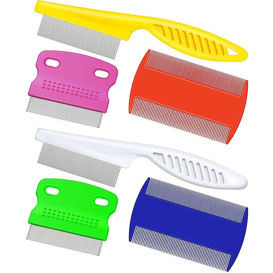6 Pieces Pet Lice Combs Dog Grooming Flea Cat Tear Stain Comb for Removal Dandruff, Hair Stain, Nit(White, Yellow, Green, Purple, Orange, Dark Blue)-PawvioPets