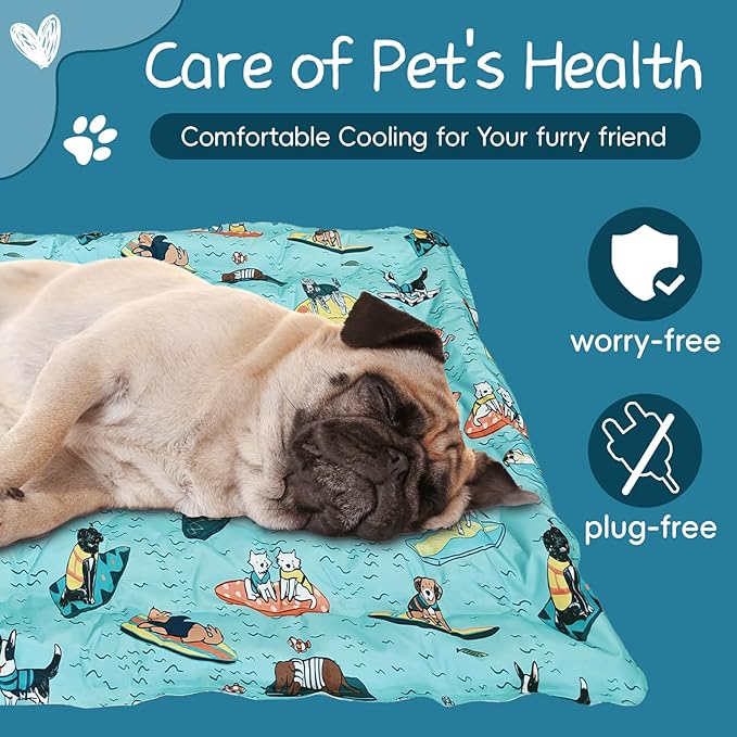 Cooling Pad for Dog,Instant Pet Cool Mat for Puppy,Comfortable Cool Pet Mat for Cat.Portable Dog Bed for Summer. Suitable for Outdoor Summer Crate Pad.Long Time Cooling.Animal(Size-M 15.7 * 19.7in)-PawvioPets