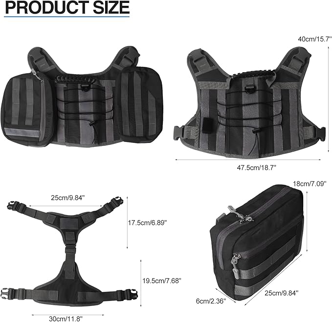 BYGD Dog Backpack for Hiking and Camping,Waterproof Lightweight Dog Hiking Backpack Harness with 2 Big Side Pockets Detachable Adjustable, Dog Saddle Bag for Large Dogs Walking Outdoor(X,XL Black)-PawvioPets