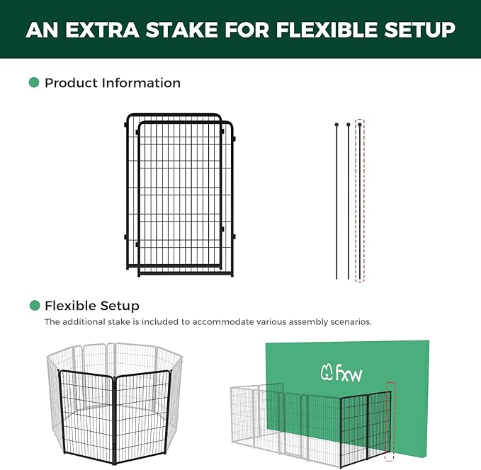 FXW Homeplus Unleashed Indoor Dog Playpen - Stress-Free and Safe Play, Heavy Duty 45 Inch 2 Wire Panels Dog Pen for Large Dogs, Black│Patented-PawvioPets