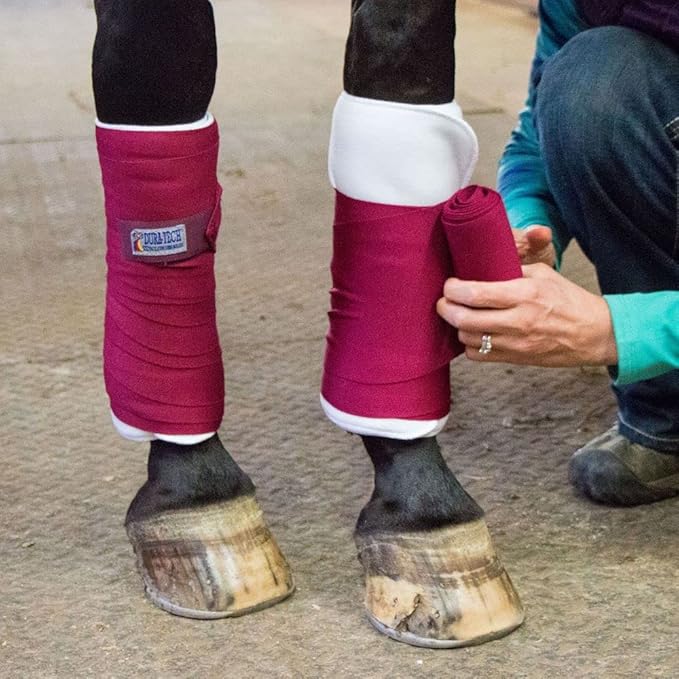 Dura-Tech Standing Wraps for Horses | Color Red | Optimal Comfort & Support | Ideal for Post-Exercise & Trailering | Right Tension Application | Secure Closure-PawvioPets