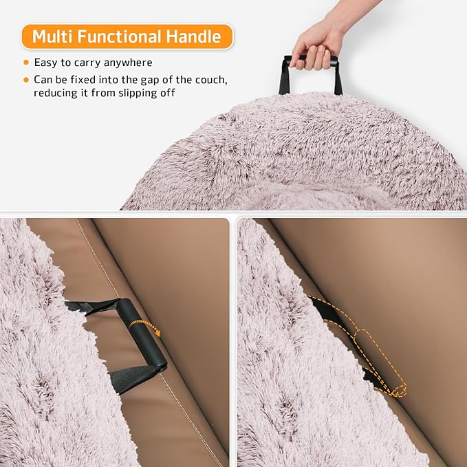 GGIB Calming Dog Bed Fluffy Plush Dog Mat for Furniture Protector with Removable Washable Cover for Large Medium Small Dogs and Cats (Extra Large (53x39.3x6), Rust White)-PawvioPets