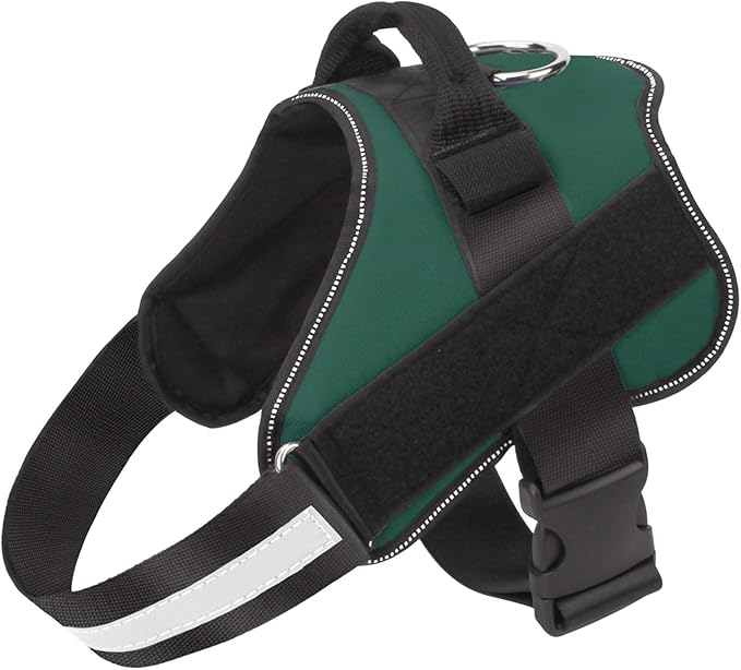 Bolux Dog Harness, No-Pull Reflective Dog Vest, Breathable Adjustable Pet Harness with Handle for Outdoor Walking - No More Pulling, Tugging or Choking (Dark Green, M)-PawvioPets