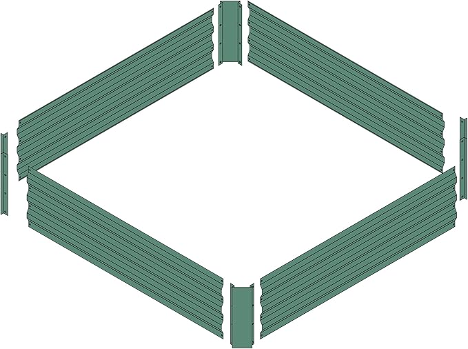 4x4x1ft Metal Raised Garden Bed Kit，Galvanized Garden Bed Box for Vegetables, Flowers, Herbs, and Succulents,120 Gallon Capacity - Green-PawvioPets