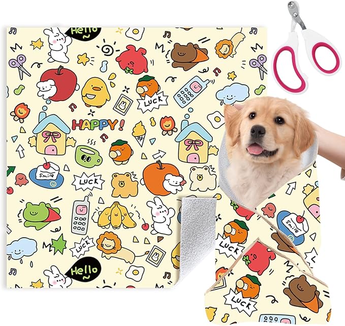 Cat Grooming Wrap for Cutting Nails with Cat Nail Clipper, Self-Adherent Wrap for Ear Cleaning, Anti-Runaway/Scratch, Cat Swaddle Wrap for Calming, Yellow-PawvioPets