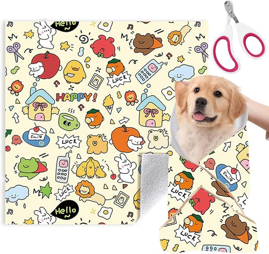 Cat Grooming Wrap for Cutting Nails with Cat Nail Clipper, Self-Adherent Wrap for Ear Cleaning, Anti-Runaway/Scratch, Cat Swaddle Wrap for Calming, Yellow-PawvioPets