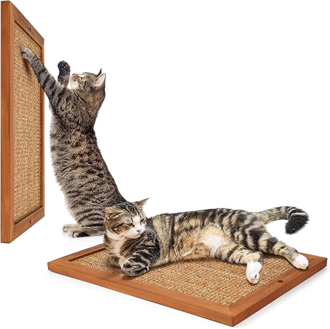 2PCS Cat Scratching Post - BXL, Natural Wooden Sisal Cat Wall Scratcher, Floor or Wall Mounted Vertical Cat Scratch Pad for Indoor Cats Adults or Kittens, Cat Wall Furniture Protector-PawvioPets