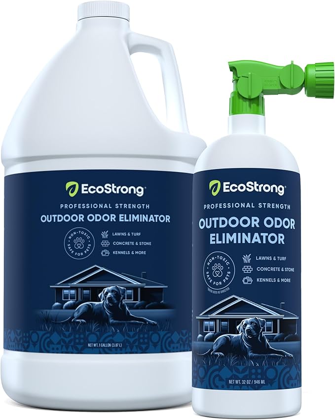 Eco Strong Outdoor Odor Eliminator Outside Dog Urine Enzyme Cleaner Powerful Pet, Cat, Animal Scent Deodorizer | Professional Strength for Yard, Turf, Kennels, Patios, Decks (160 oz Bundle w Sprayer)-PawvioPets