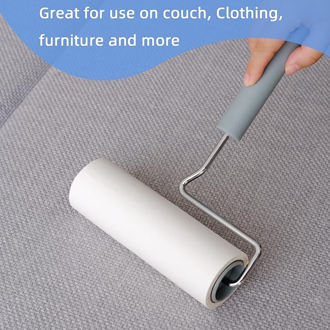 Extra Sticky Large Surface Lint Roller, 6.3'' Giant Lint Roller for Pet Hair, Lint Remover Roller for Cat Hair, Clothes, Furniture (1 Handle + 450 Sheets)-PawvioPets