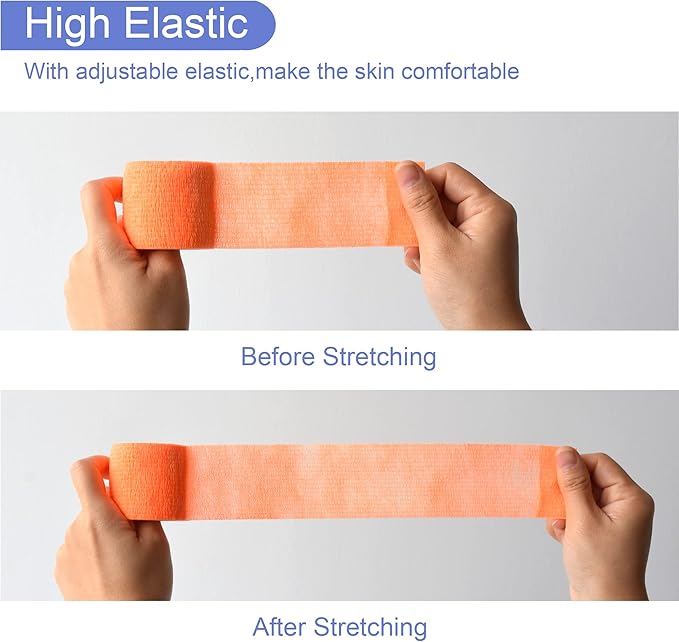 9 Pack 2" x 5 Yards Self Adhesive Bandage Wrap Self Stick Wrap for Ankle, Wrist, Finger, Sports, Breathable Cohesive Vet Tape for Pets (Light Orange)-PawvioPets