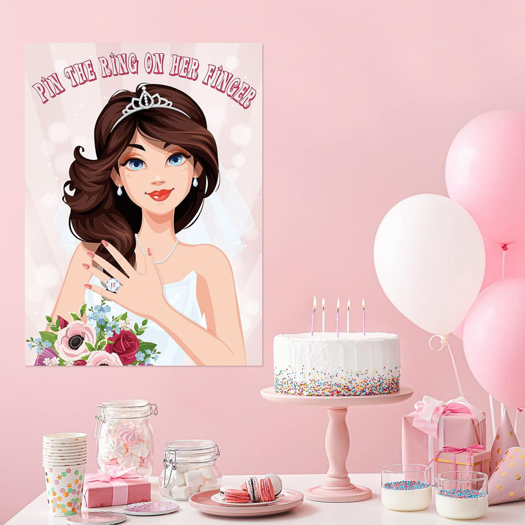 ASTARON Pin The Ring On The Bride, Bridal Shower Hen Party Bachelorette Party Girls Game Bride To Be Pin Game Party Supplies