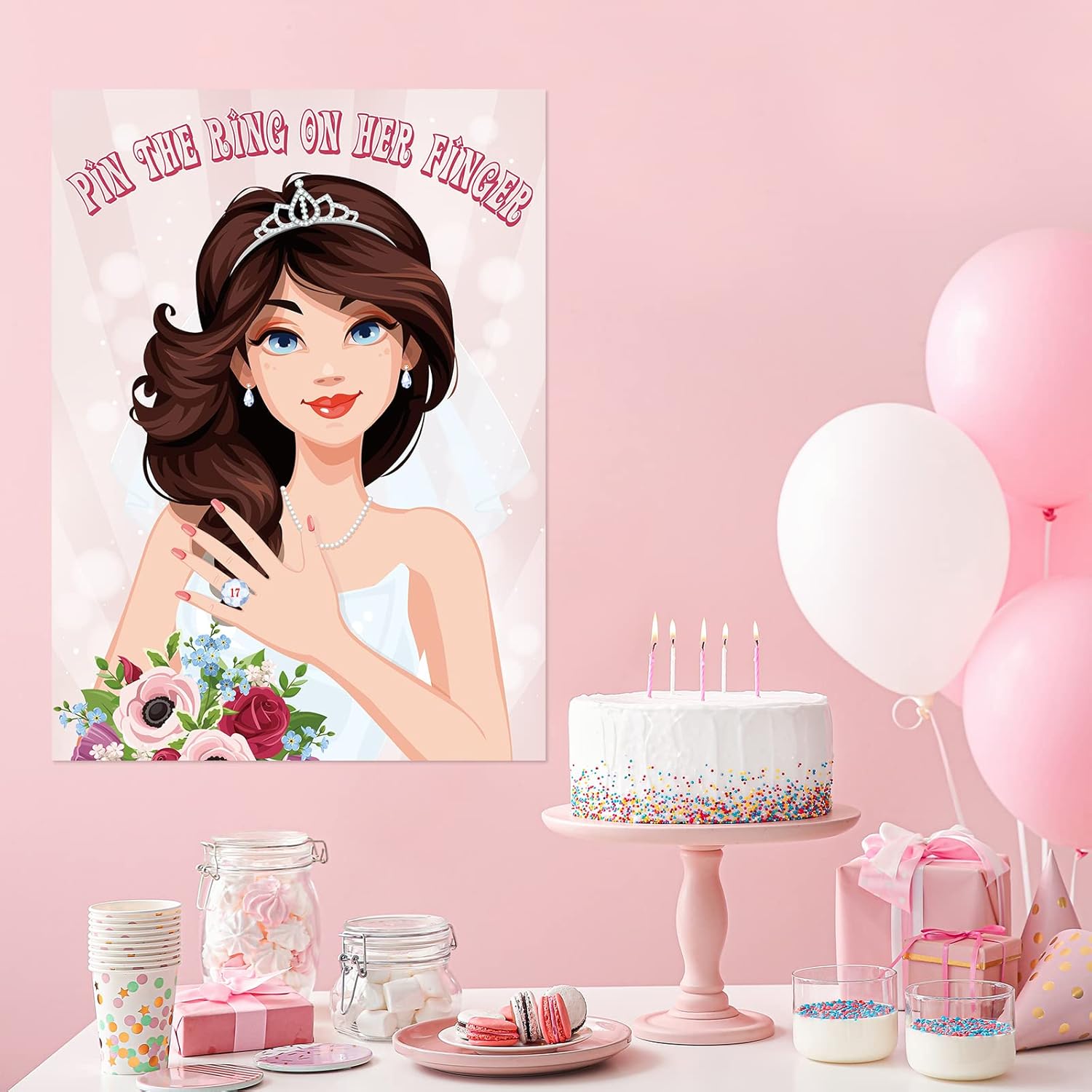 ASTARON Pin The Ring On The Bride, Bridal Shower Hen Party Bachelorette Party Girls Game Bride To Be Pin Game Party Supplies