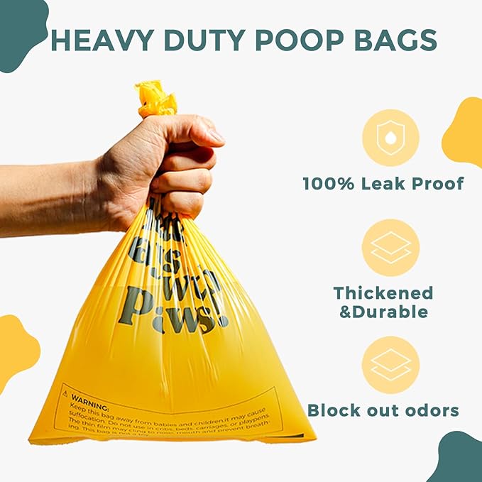 Dog Poop Bags Rolls Biodegradable 100% Leak Proof Thickened Dog Waste Bags - 600 Count 40 Rolls - Cornstarch Based Doggie Poop Bag for Small and Big Dogs(Unscented)-PawvioPets