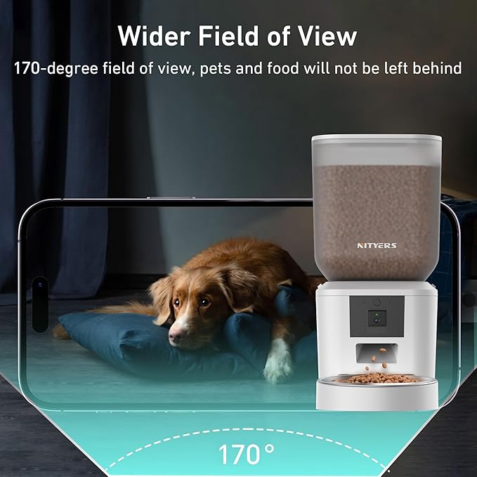 Automatic Dog & Cat Feeder with Camera & WiFi – 8L/34 Cups, 1080P Night Vision, 2.4 & 5G WiFi, 2-Way Talk, 10s Voice Recording, Timed Food Dispenser, Up to 99 Portions, 15 Meals Per Day-PawvioPets