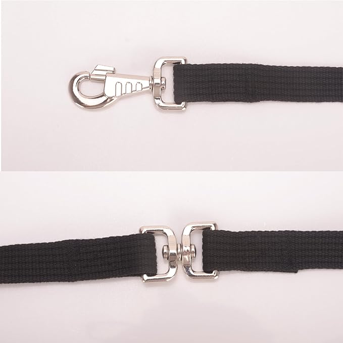 Cord Cotton Lunge Line with Rubber Stop，Equine Lunge Line for Horses with Swivel Bolt Snap，24 ft (Black, 24ft)-PawvioPets