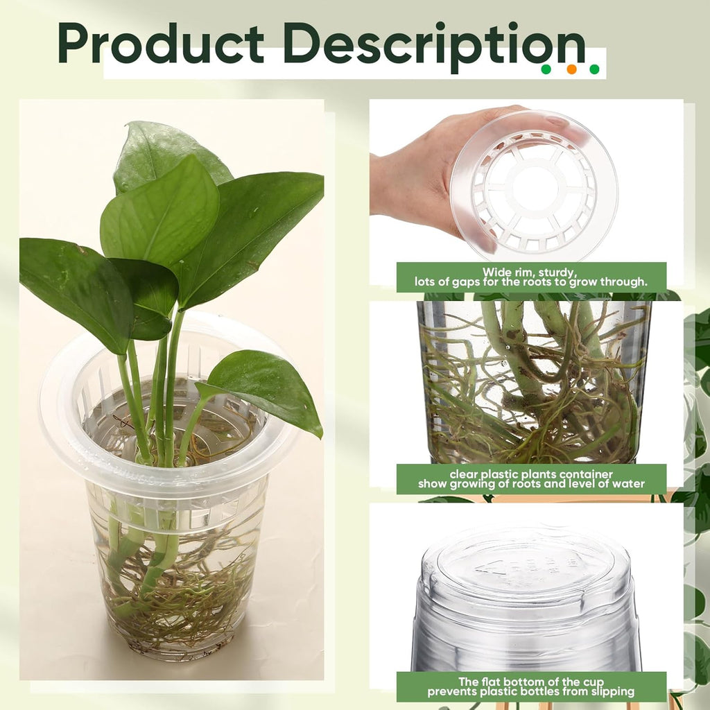 Baderke 35 Pack Plastic Plant Propagation Station Desktop Terrariums Plant Tabletop Vase with Hydroponic Baskets for Indoor Home Office Desktop Decor (4.57'')